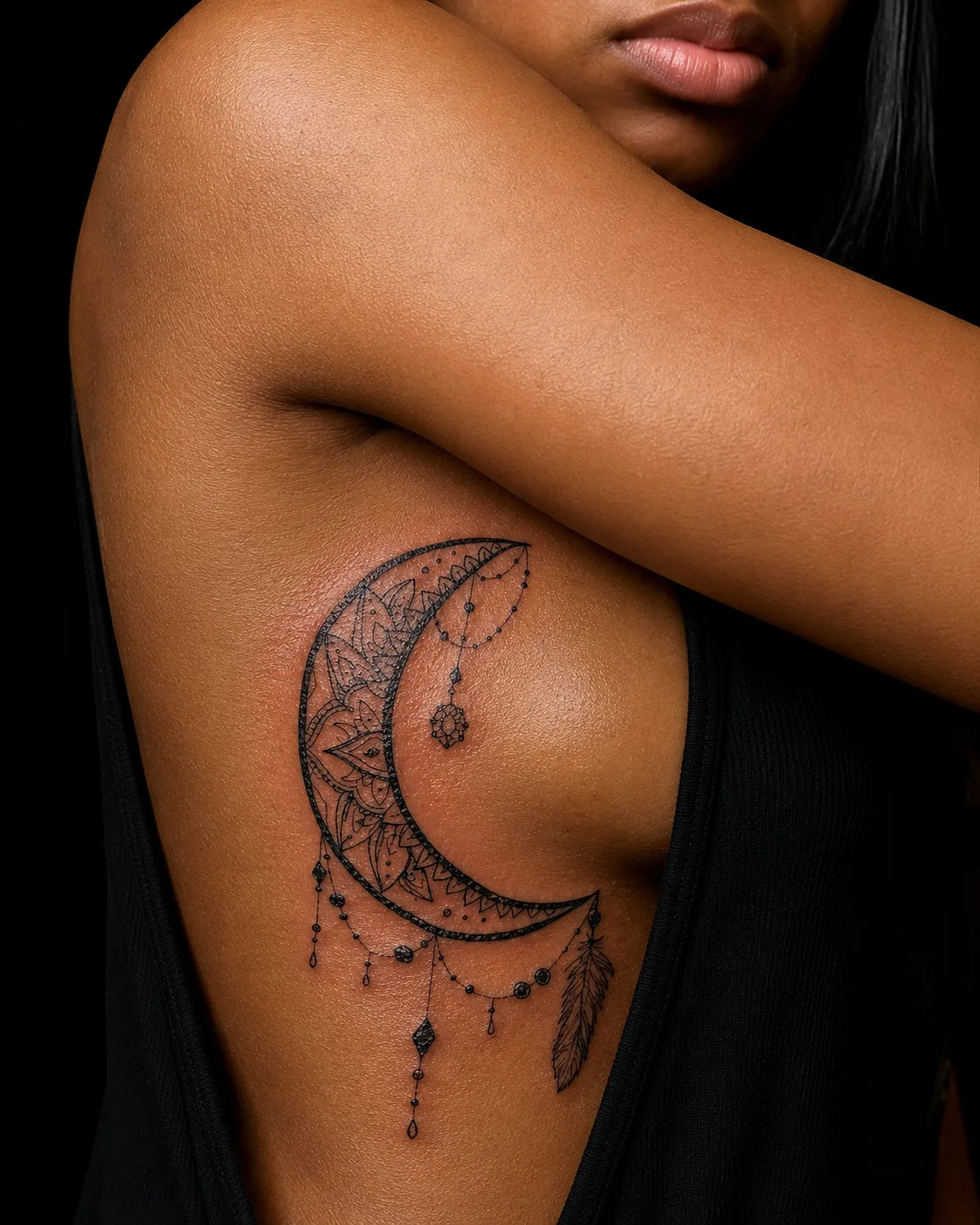 Media luna ornamental en dotwork